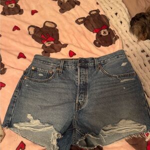 Leviβs distressed 501 jean shorts